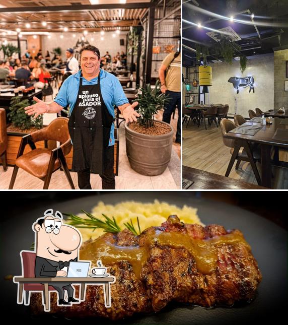 A ilustração da interior e comida a Torino Braceria