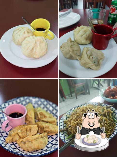 Dumplings em Restaurante Oriental Chi