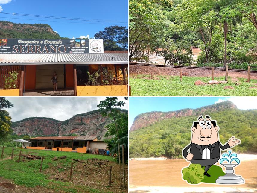 Descubra a área externa do Pesqueiro, Pousada e Restaurante Serrano (Bar da Dona Sebastiana)