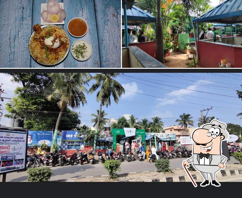 The restaurant's exterior and food