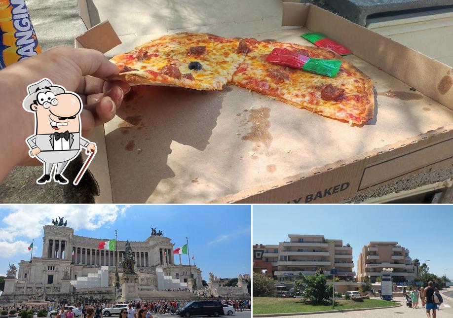 La extérieur et pizza du restaurant
