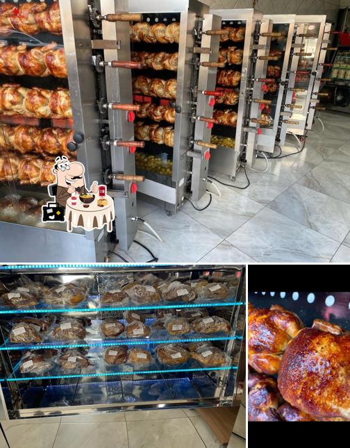 A ilustração a Multi Frango Rotisseria’s comida e interior