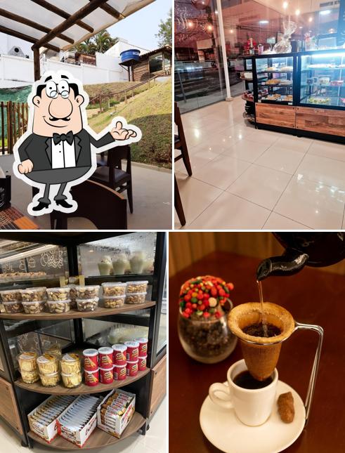 Sente em uma das mesas no Querido Café