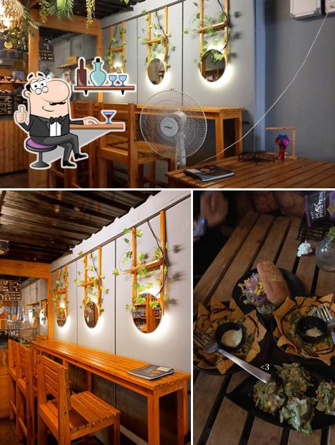 Take a seat at one of the tables at Cafe Thick to Ripped