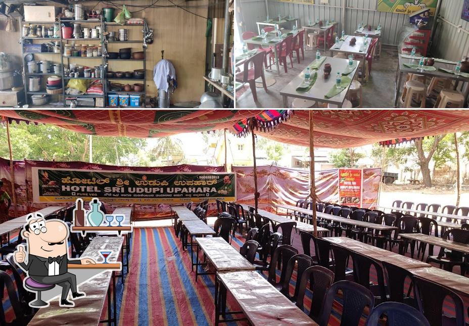 Take a seat at one of the tables at Sri Udupi Upahar Talakadu