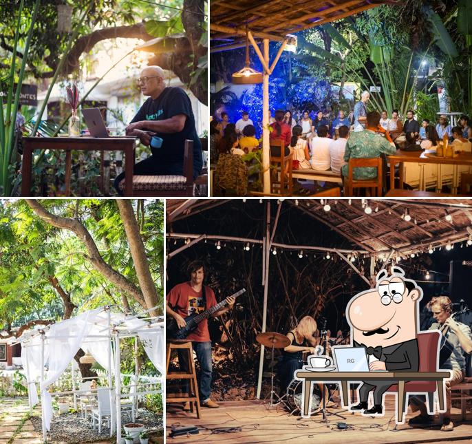 Take a seat at one of the tables at Saltamontes - Garden Cafe & Bar