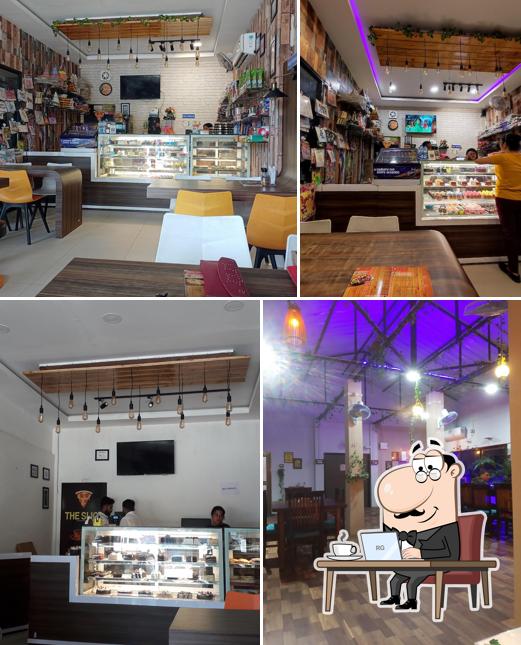 Take a seat at one of the tables at The Slice