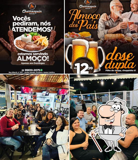 A ilustração do Churrasquin’s exterior e comida