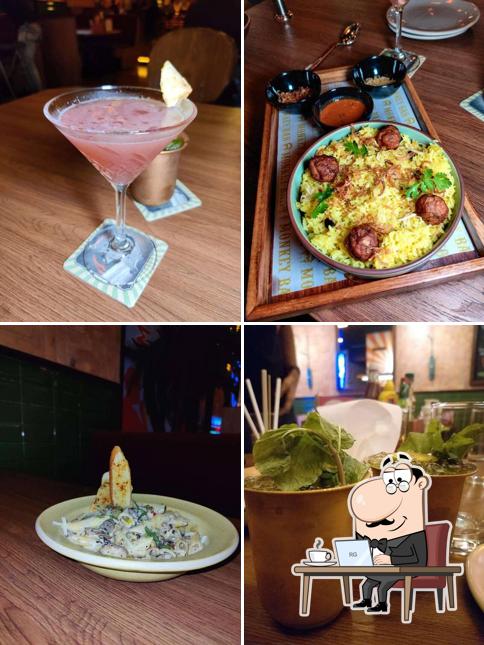 Take a seat at one of the tables at Monkey Bar