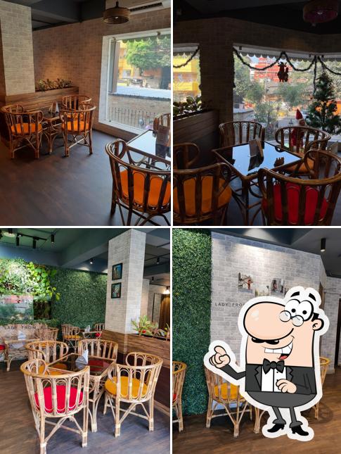 Take a seat at one of the tables at Cafe Yonder