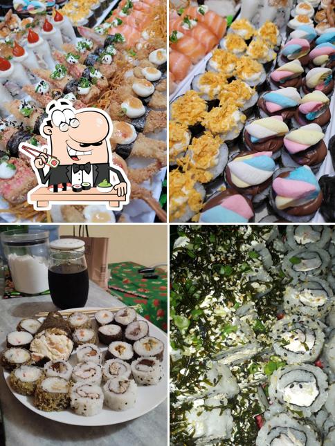 Escolha diferentes opções de sushi