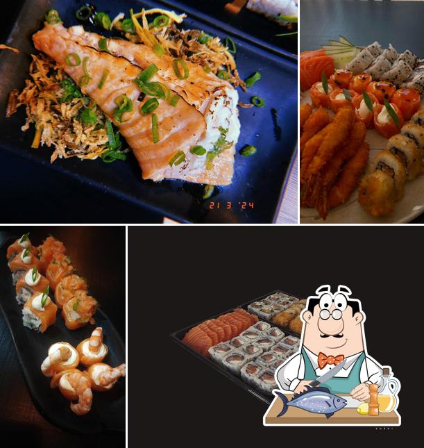 Salmão grelhado em Raiz Sushi Vicente Pires