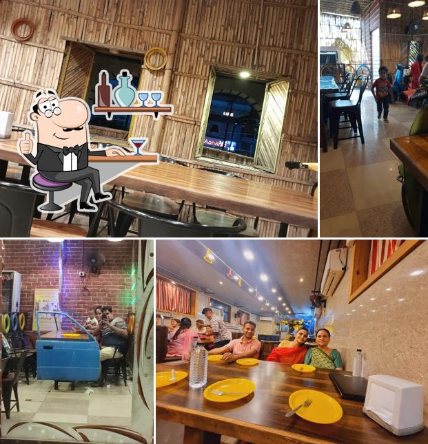 Take a seat at one of the tables at MRF Food Garage