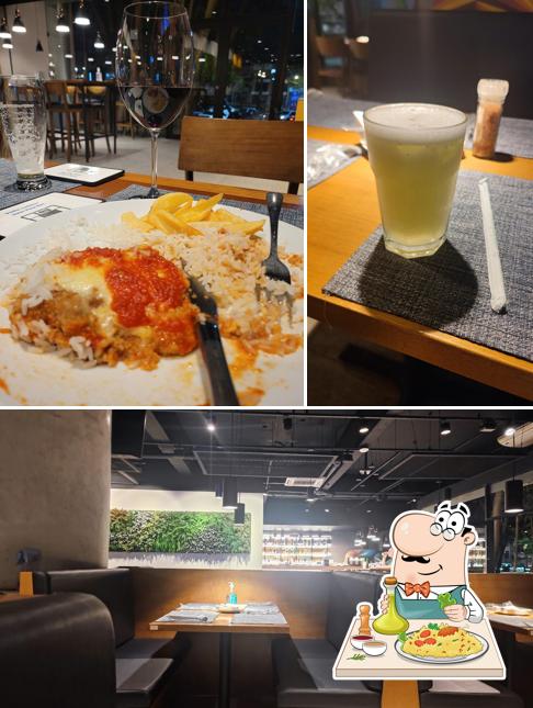 Confira a imagem mostrando comida e interior no Blend Alphaville Restaurante e Pizza Bar