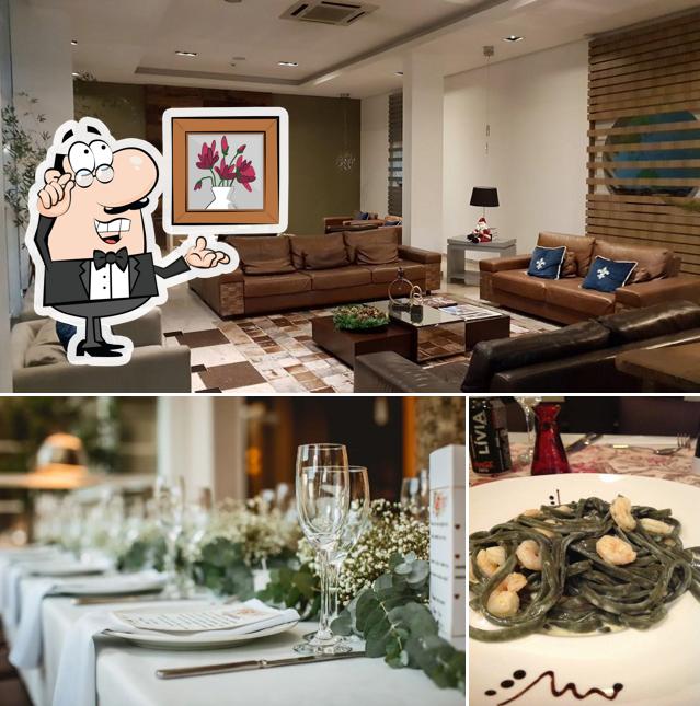 Sente em uma das mesas no Locanda Hotel e Restaurante