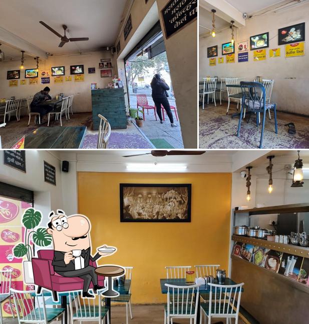 Take a seat at one of the tables at Bhagare Misal