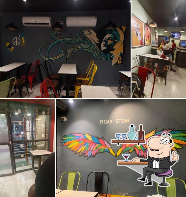 Take a seat at one of the tables at ROAD STOVE CHOWK