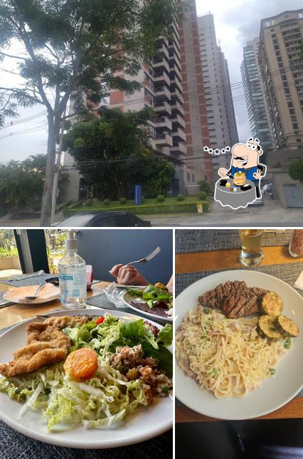 Entre diversos coisas, comida e exterior podem ser encontrados no Blend Alphaville Restaurante e Pizza Bar