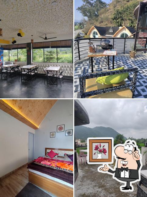 Take a seat at one of the tables at The Hive Cafe & Stay
