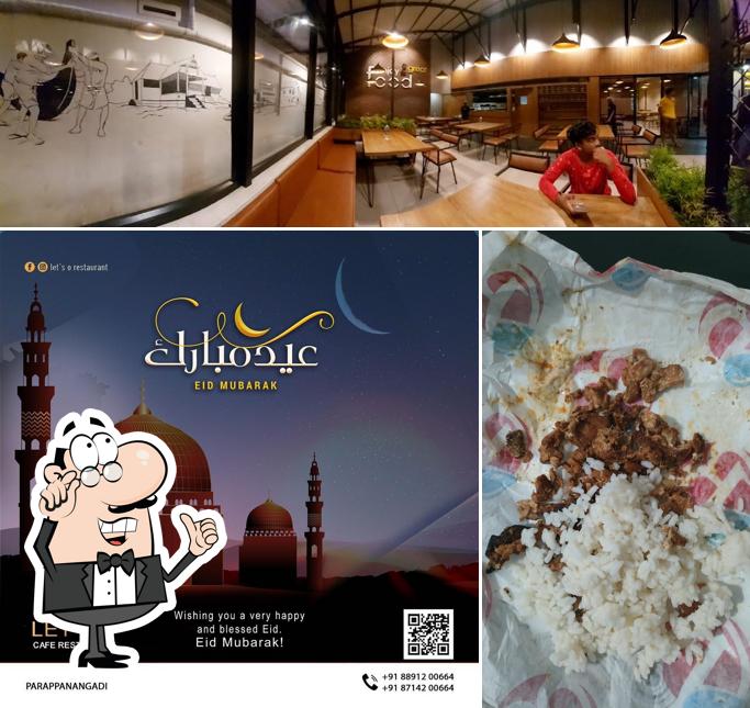 Check out the image depicting interior and food at Let's O Cafe Restaurant