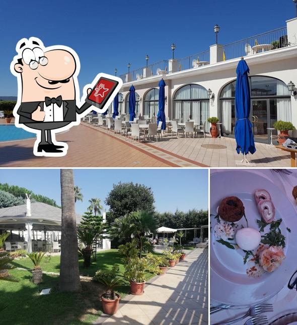 La esterno e cibo del ristorante