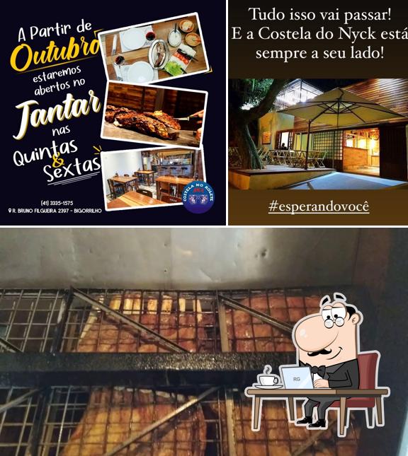 Esta é a ilustração mostrando interior e comida no Nyck Costela no Rolete