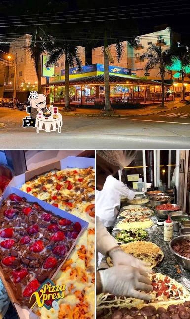 Entre diferentes coisas, comida e exterior podem ser encontrados no Pizzariaxpress