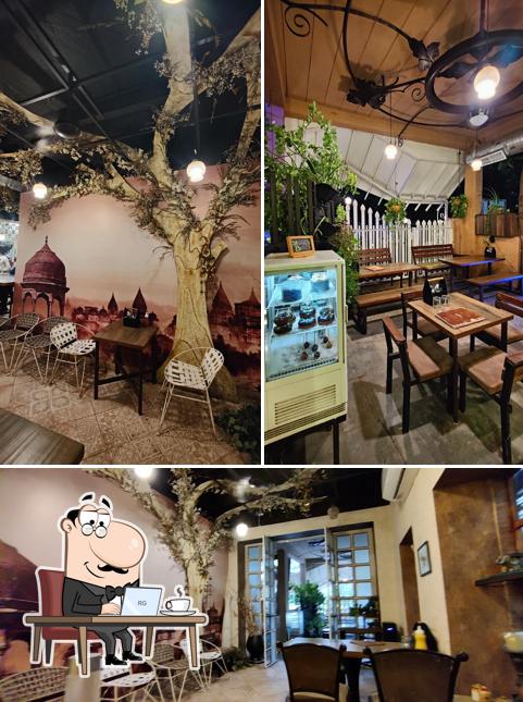 Take a seat at one of the tables at Stories