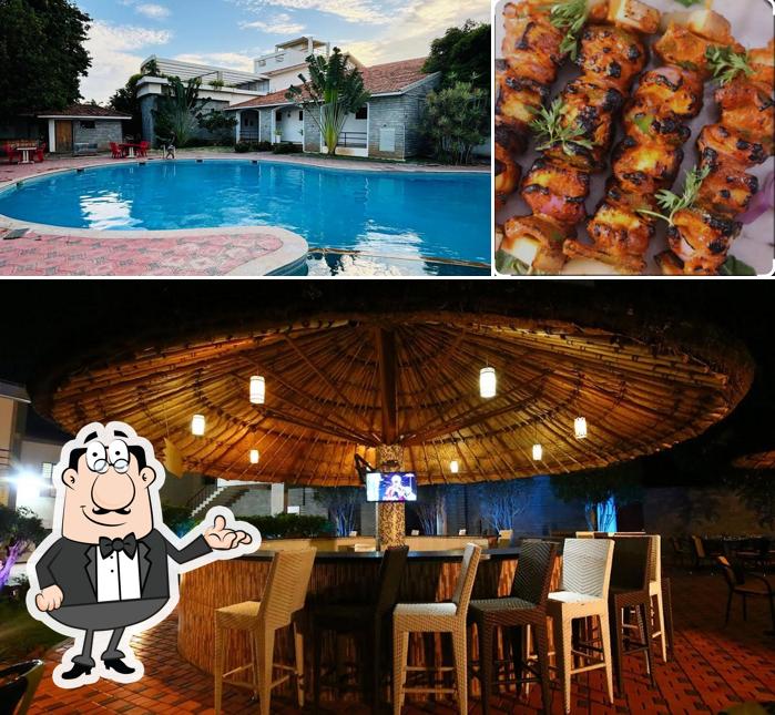 The restaurant's interior and food