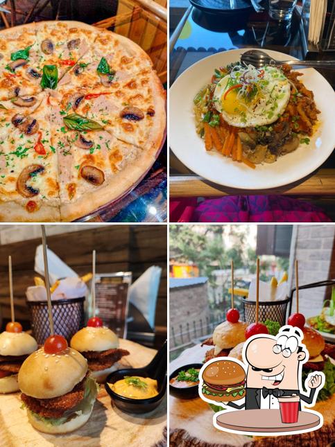 Order a burger at Cafe Yonder
