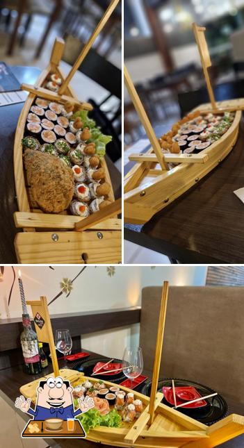 A comida e bebida do restaurante