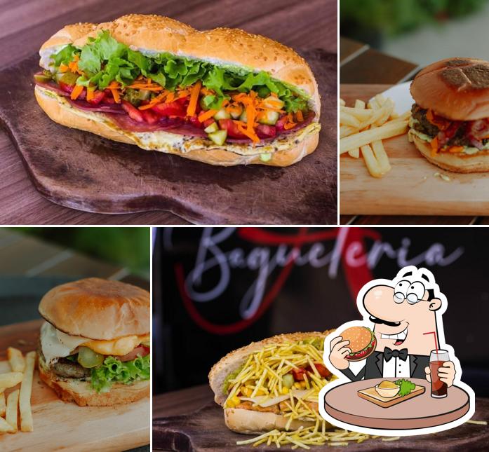 Delicie-se com um hambúrguer no A Bagueteria