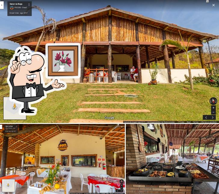 Sente em uma das mesas no Sabor da Roça Restaurante Guararema-SP