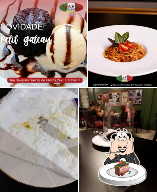 Bolo de chocolate em Máfia Italiana Pizzaria