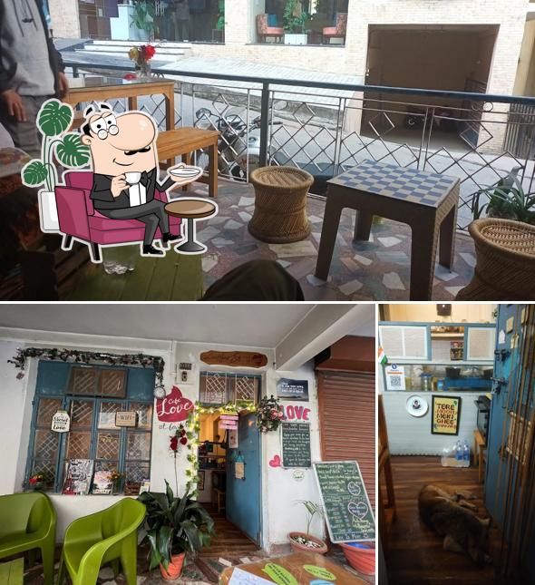 Take a seat at one of the tables at Love at First Bite Cafe