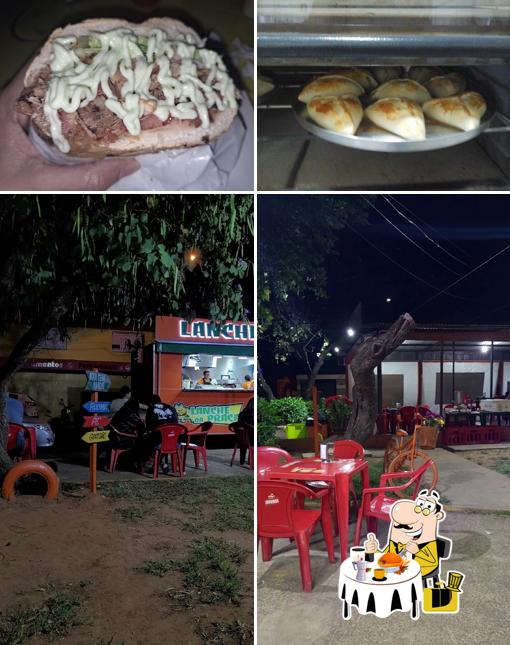 A ilustração a Lanche Da Praça’s comida e interior